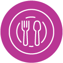 Icon: A plate with a fork and spoon