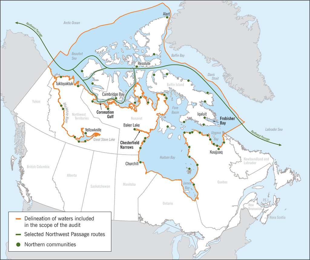 Map of Arctic waters that are included in the scope of the audit