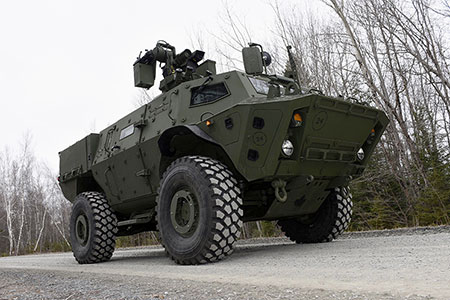 This photograph shows a tactical armoured patrol vehicle