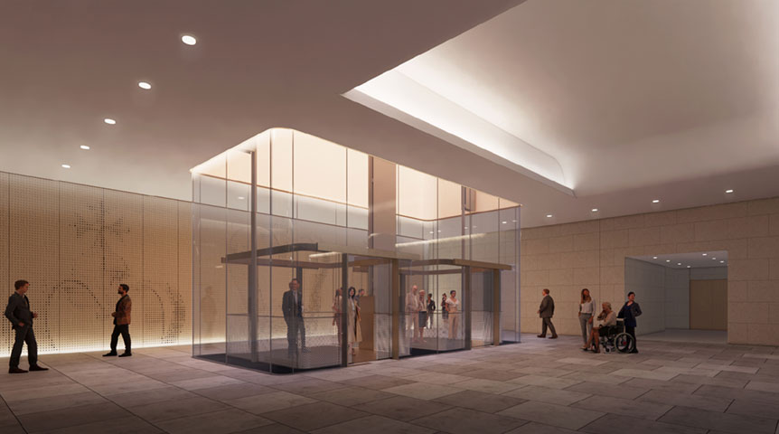 Conceptual drawing of the interior of the new Parliament Welcome Centre